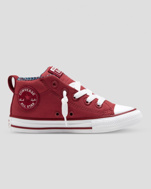 Converse Chuck Taylor All Star Street Plaid Rød Sko Danmark - Converse Mid Sneakers Børn - 67298TWJQ